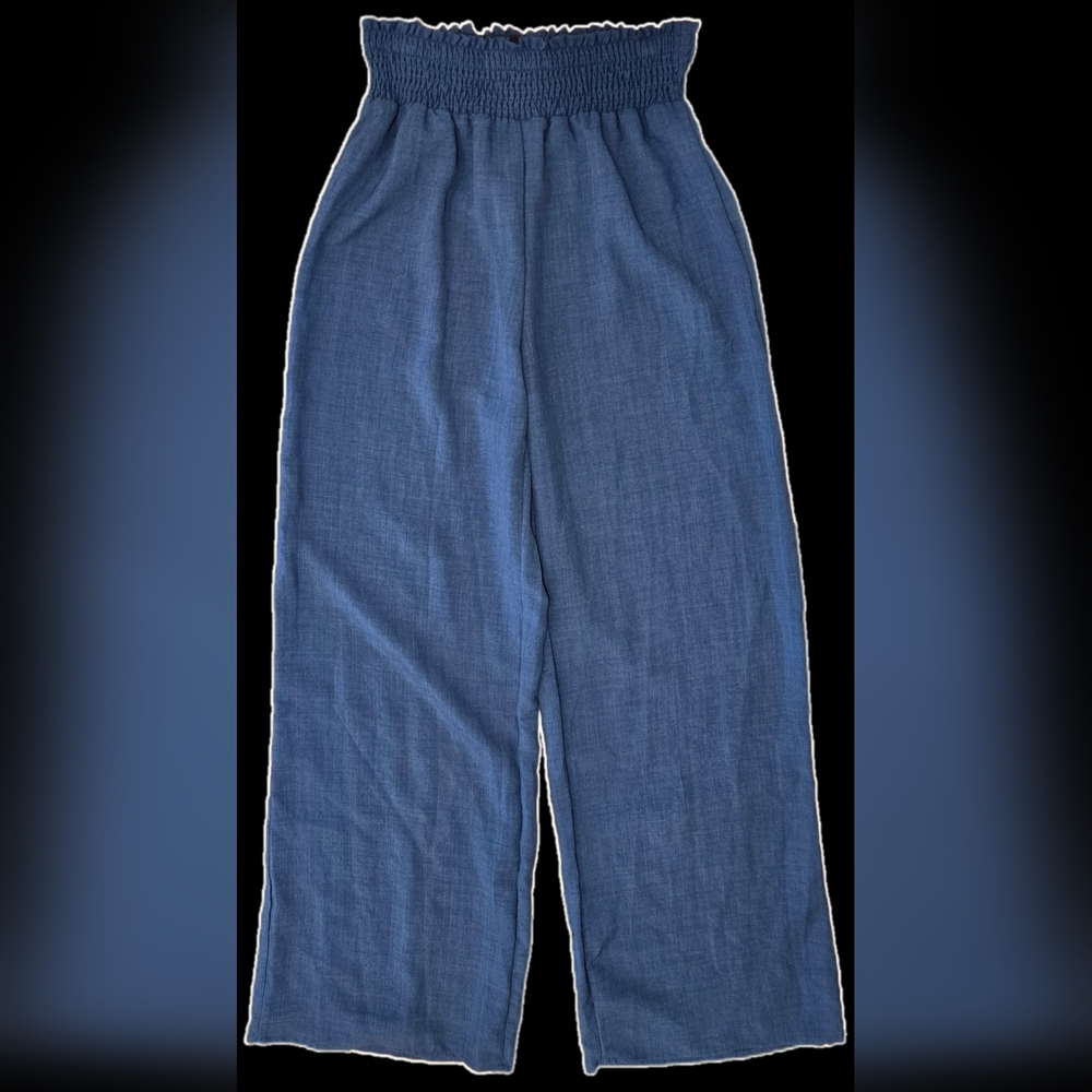 Small Shein Casual Blue Wide-Leg Pants